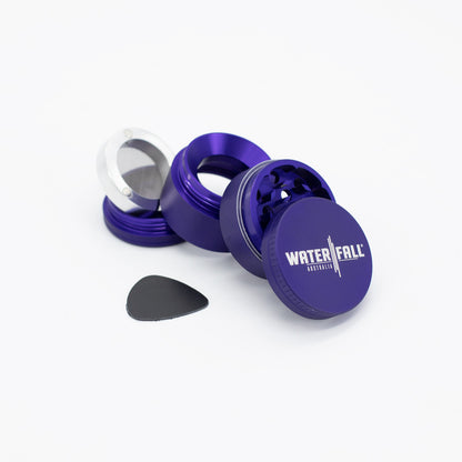 Four-Part Aluminium Grinder with Removable Screen - Matte Blue (43mm) Waterfall