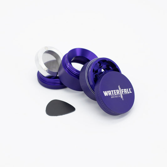 Four-Part Aluminium Grinder with Removable Screen - Matte Blue (43mm) Waterfall