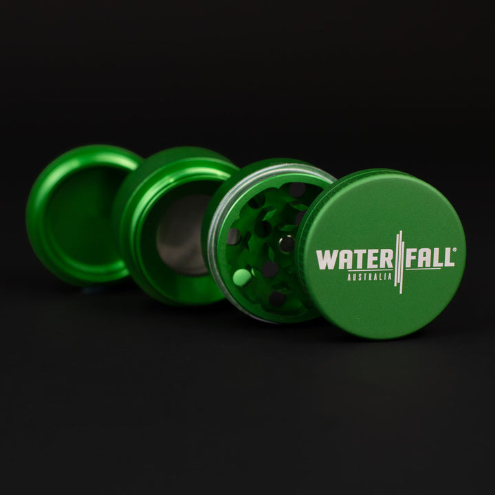 Four-Part Aluminium Grinder with Removable Screen - Matte Green (43mm) Waterfall
