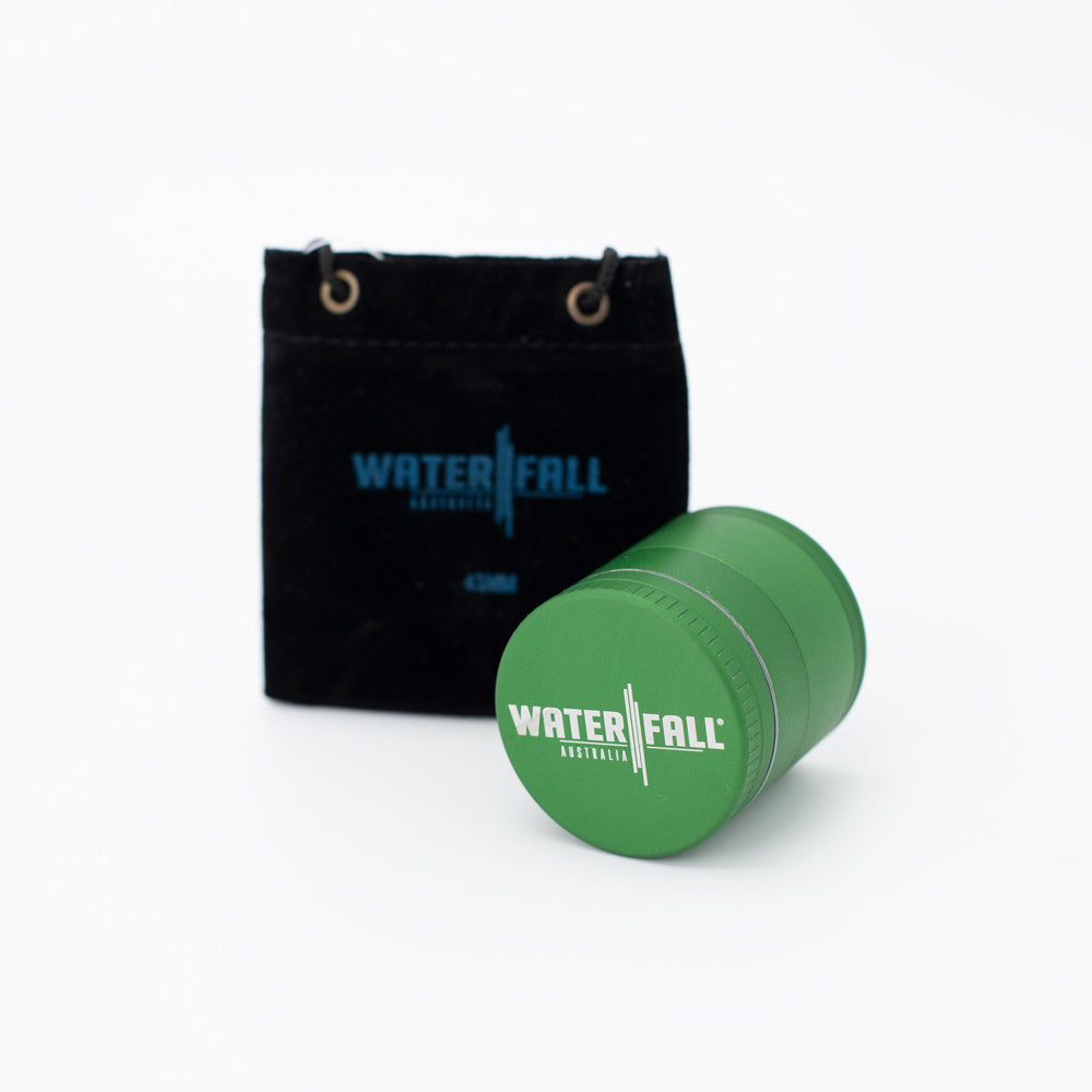 Four-Part Aluminium Grinder with Removable Screen - Matte Green (43mm) Waterfall