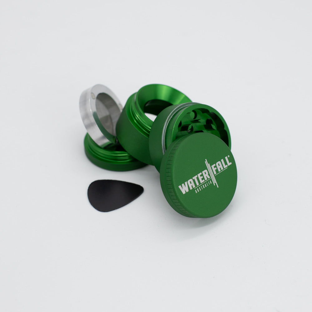 Four-Part Aluminium Grinder with Removable Screen - Matte Green (43mm) Waterfall
