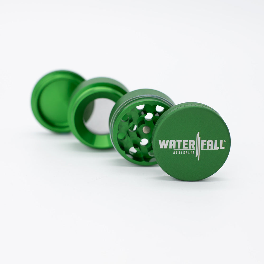 Four-Part Aluminium Grinder with Removable Screen - Matte Green (43mm) Waterfall