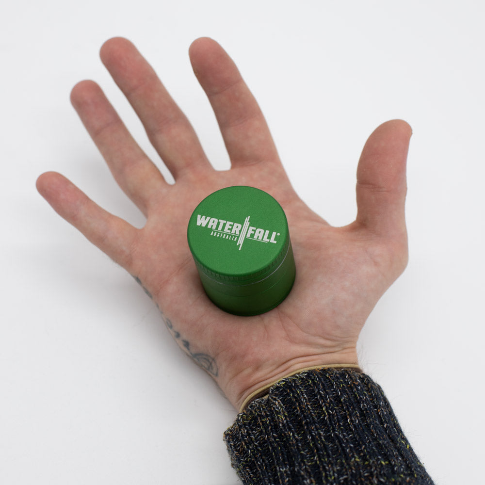 Four-Part Aluminium Grinder with Removable Screen - Matte Green (43mm) Waterfall