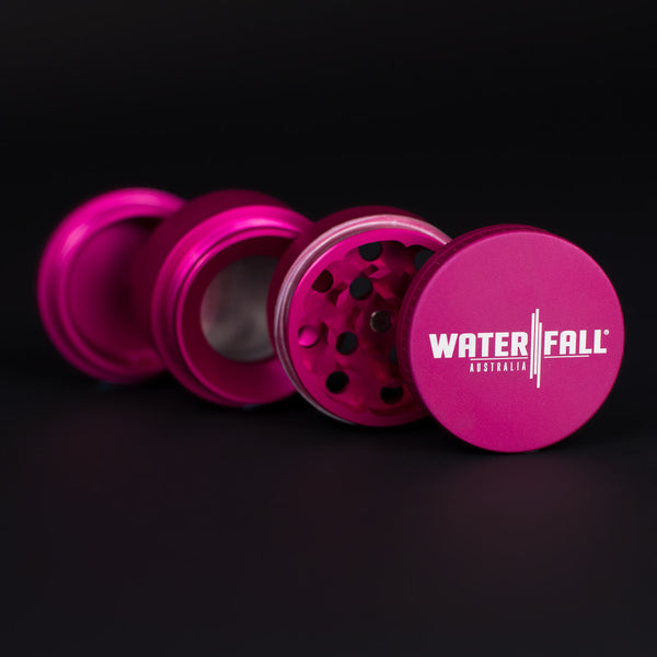Four-Part Aluminium Grinder with Removable Screen - Matte Pink (43mm) Waterfall