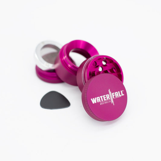 Four-Part Aluminium Grinder with Removable Screen - Matte Pink (43mm) Waterfall