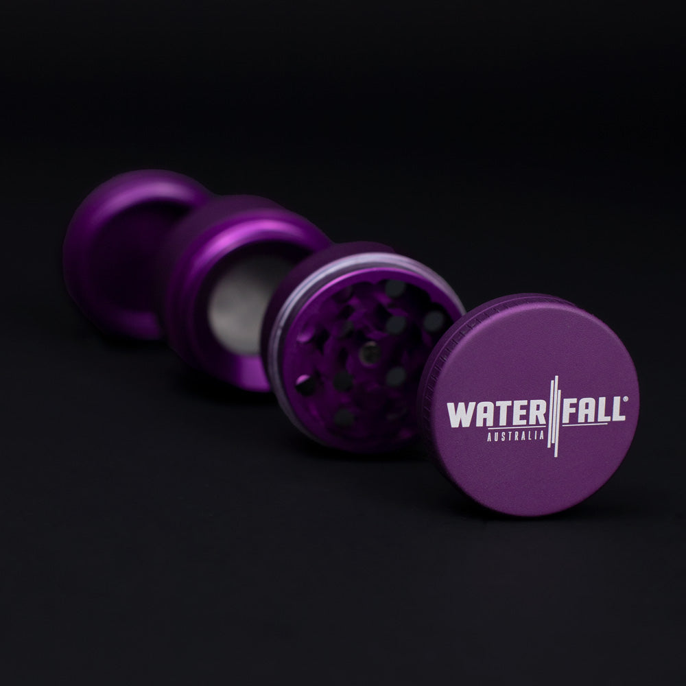 Four-Part Aluminium Grinder with Removable Screen - Matte Dark Purple (43mm) Waterfall
