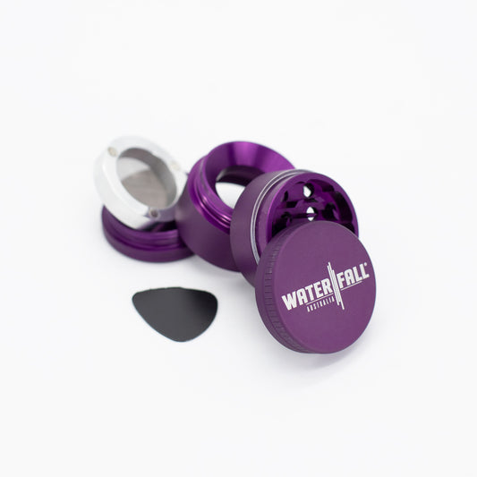 Four-Part Aluminium Grinder with Removable Screen - Matte Dark Purple (43mm) Waterfall
