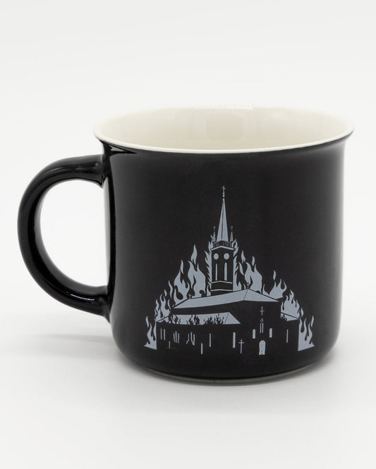 Burning Church Black Mug Wake 'n' Bake