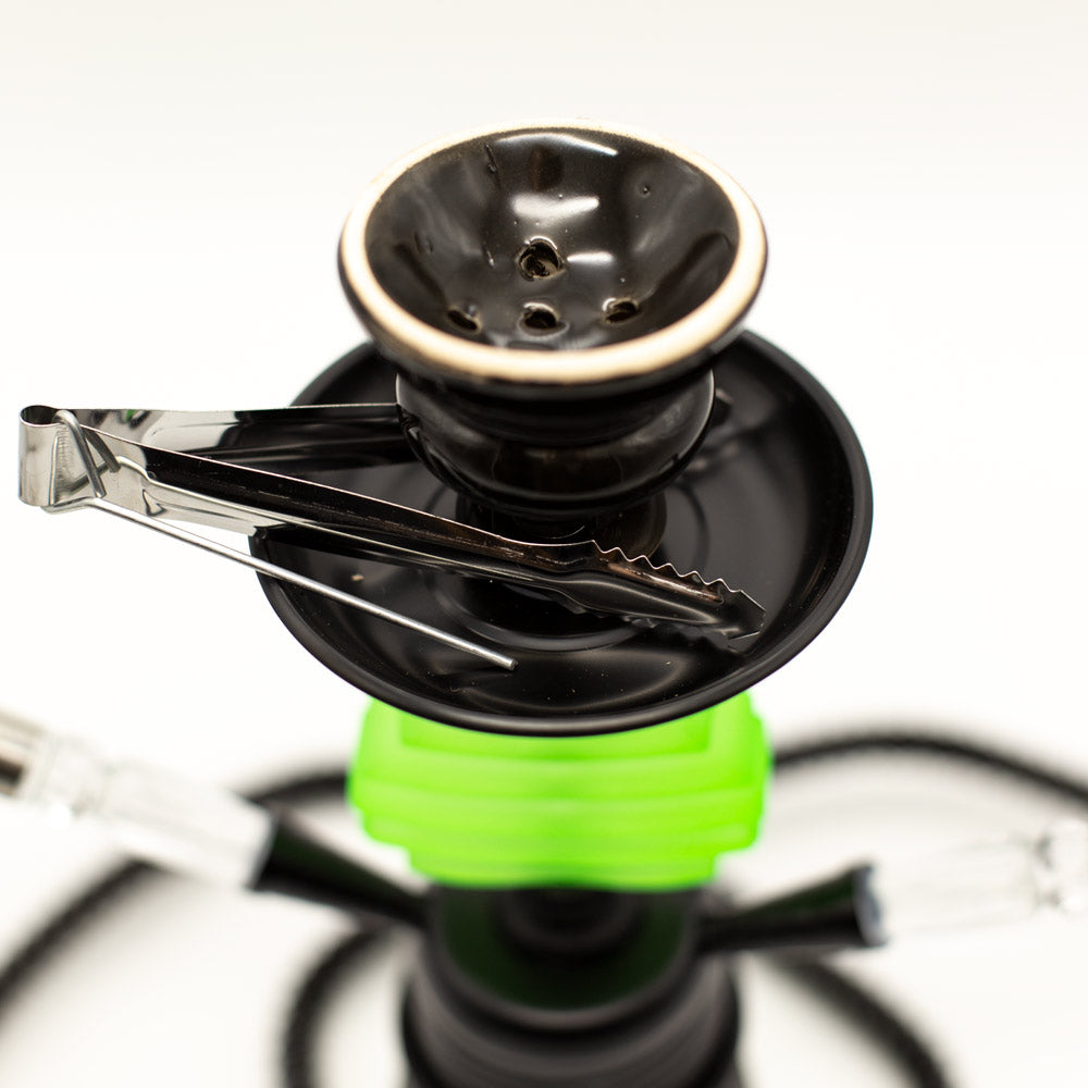 Lime Flames Acrylic Black Metal Hookah [Two Hose] The Bong Shop
