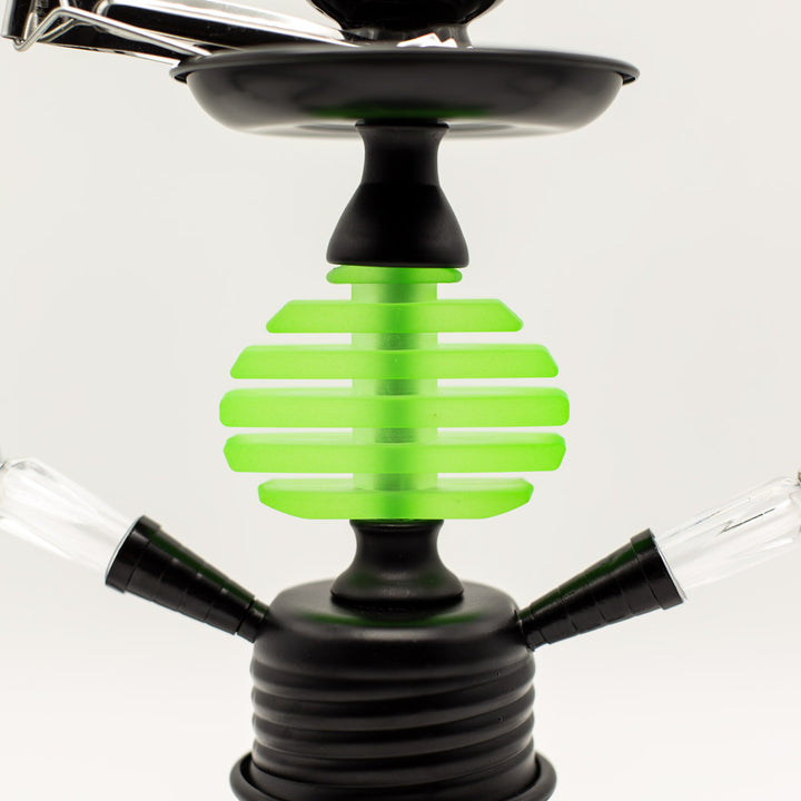 Lime Flames Acrylic Black Metal Hookah [Two Hose] The Bong Shop