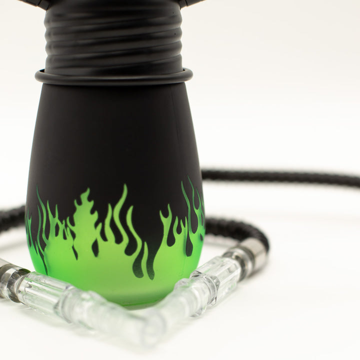 Lime Flames Acrylic Black Metal Hookah [Two Hose] The Bong Shop