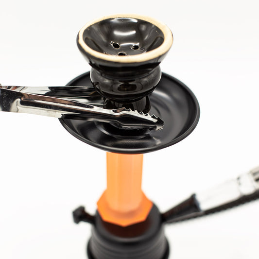 Orange Flames Acrylic Black Metal Hookah [One Hose] The Bong Shop