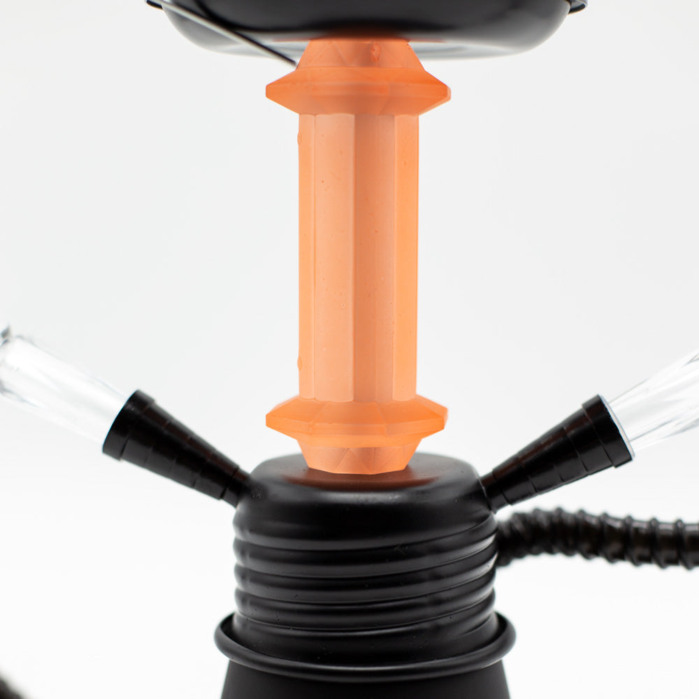 Orange Flames Acrylic Black Metal Hookah [Two Hose] The Bong Shop