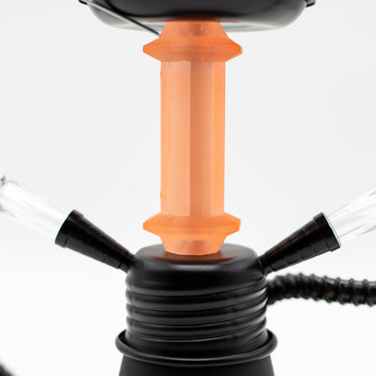 Orange Flames Acrylic Black Metal Hookah [Two Hose] The Bong Shop