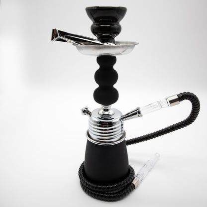 Hookah - 1 Hose - 32cm - Black Acrylic Black Chrome Metal The Bong Shop