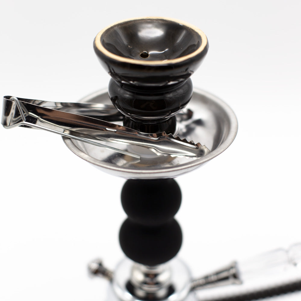 Hookah - 1 Hose - 32cm - Black Acrylic Black Chrome Metal The Bong Shop