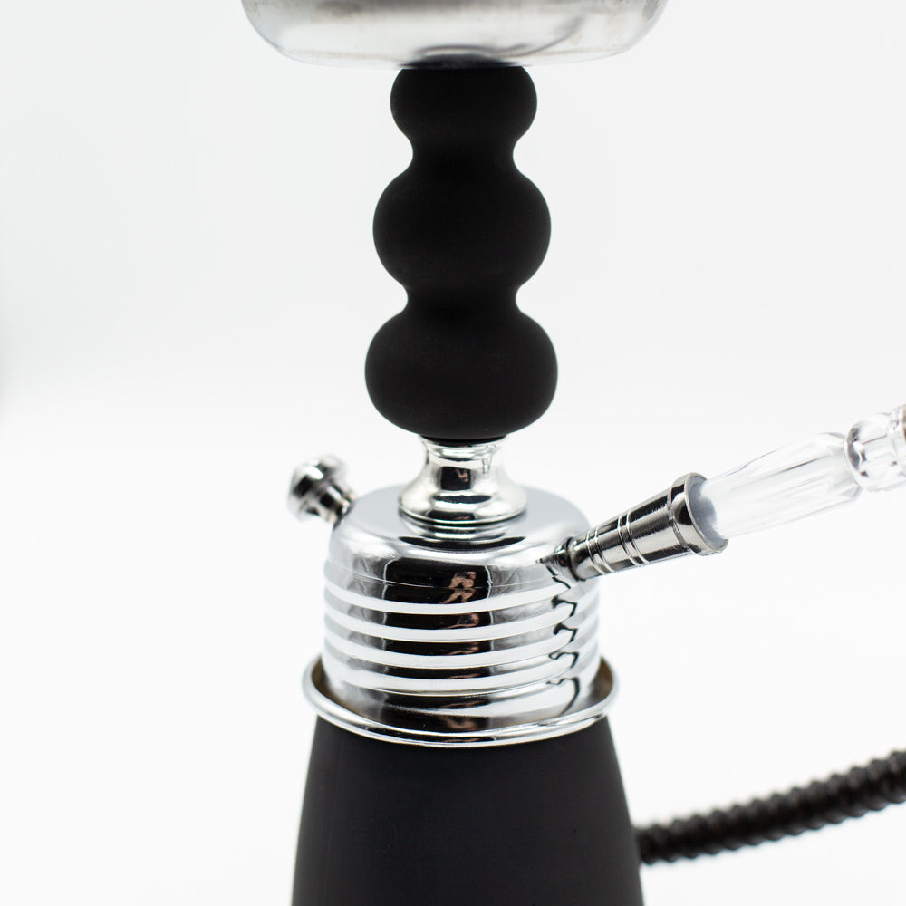 Hookah - 1 Hose - 32cm - Black Acrylic Black Chrome Metal The Bong Shop