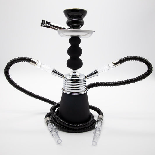 Black Acrylic Chrome Metal Hookah [Two Hose] The Bong Shop