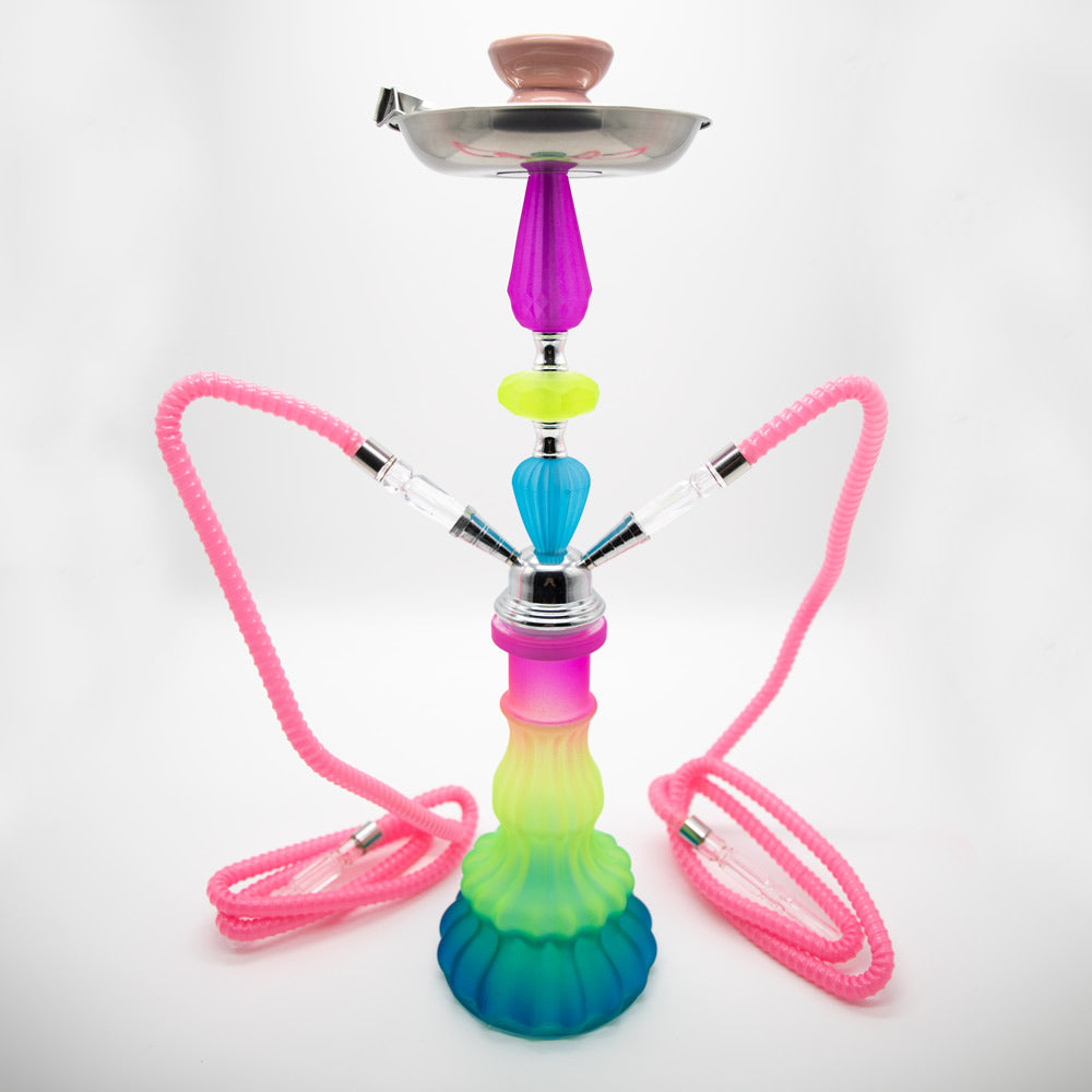 Rainbow Jelly Stack Acrylic Chrome Metal Hookah [Two Hose] The Bong Shop