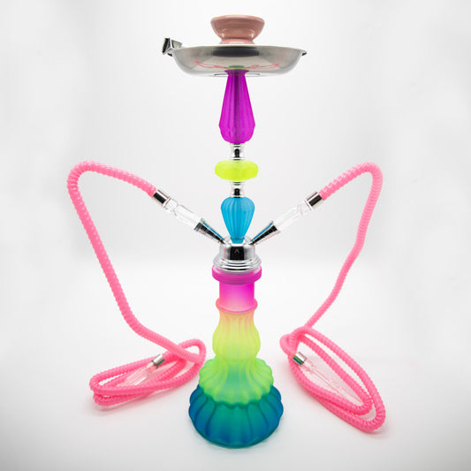 Rainbow Jelly Stack Acrylic Chrome Metal Hookah [Two Hose] The Bong Shop