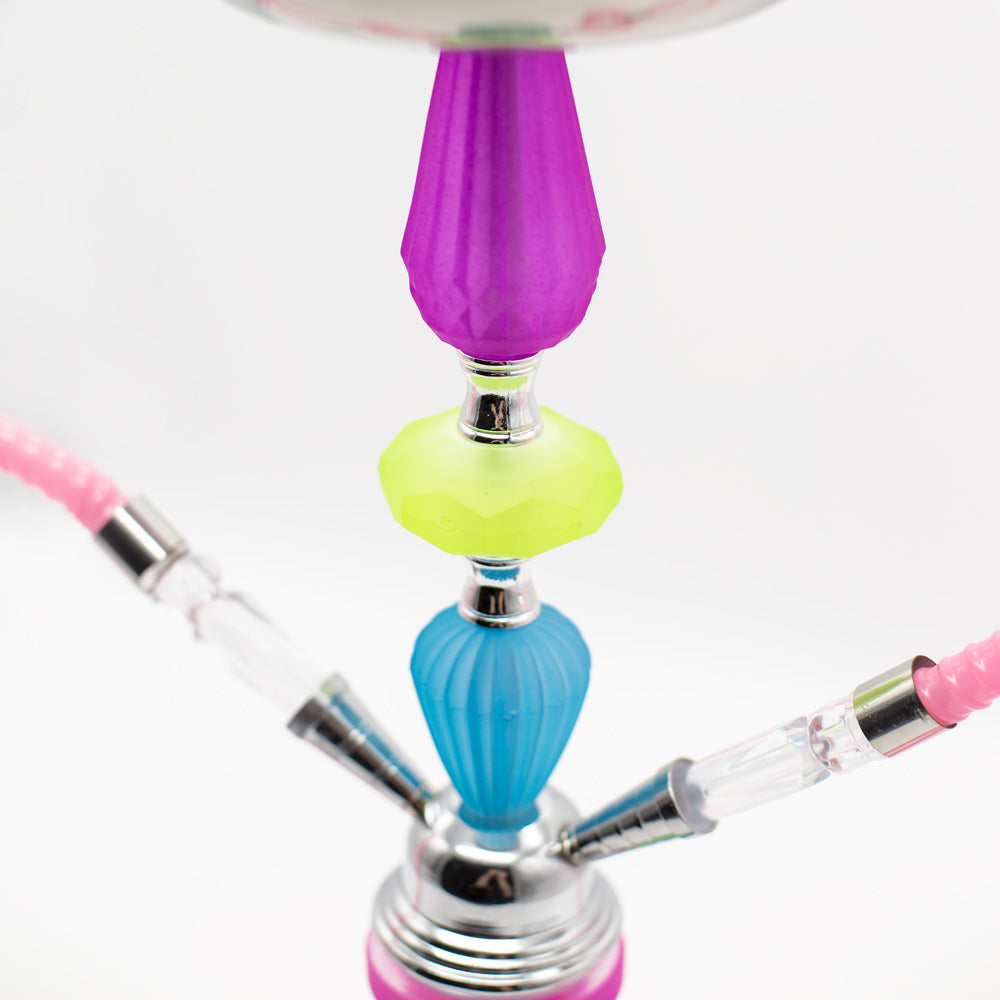Rainbow Jelly Stack Acrylic Chrome Metal Hookah [Two Hose] The Bong Shop