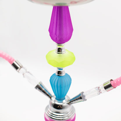 Rainbow Jelly Stack Acrylic Chrome Metal Hookah [Two Hose] The Bong Shop