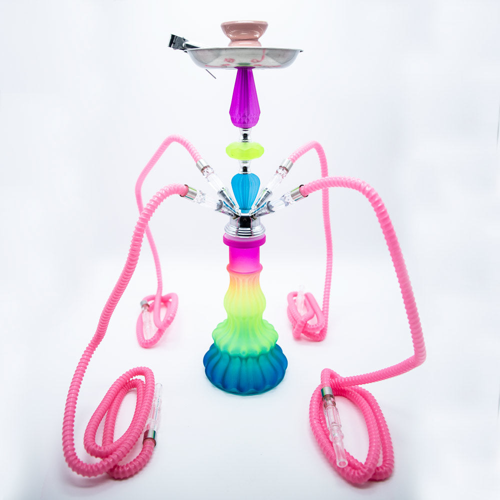 Rainbow Jelly Stack Acrylic Chrome Metal Hookah [Four Hose] The Bong Shop