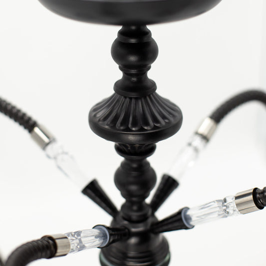 Green Flames Glass Black Metal Hookah [Four Hose] The Bong Shop