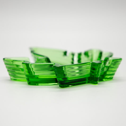 Ashtray - Glass Clear Green Leaf Shape The Bong Shop
