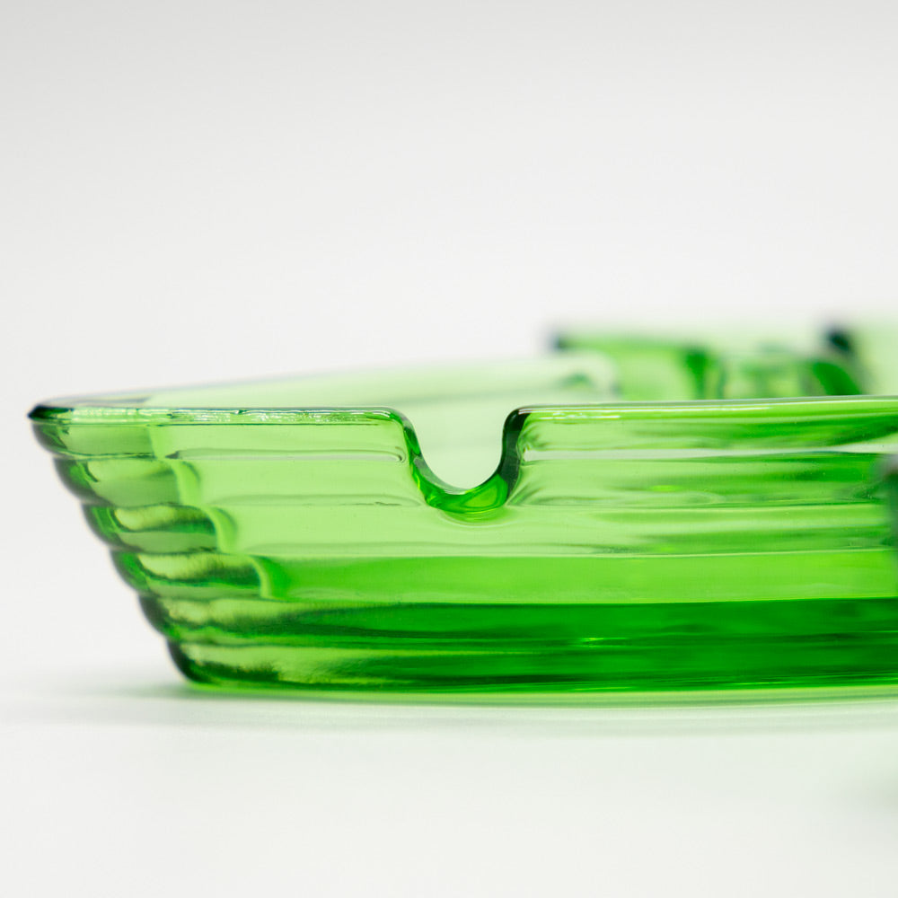 Ashtray - Glass Clear Green Leaf Shape The Bong Shop