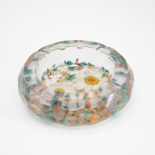 Gold Flakes & Flowers Resin Ashtray Planet X