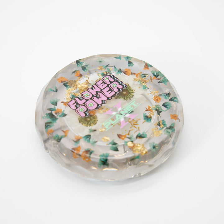 Gold Flakes & Flowers Resin Ashtray Planet X