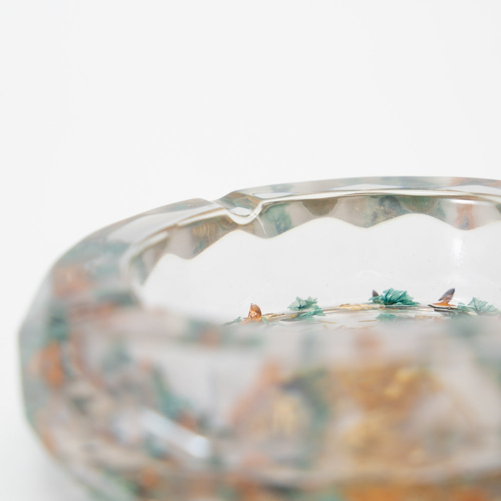 Gold Flakes & Flowers Resin Ashtray Planet X