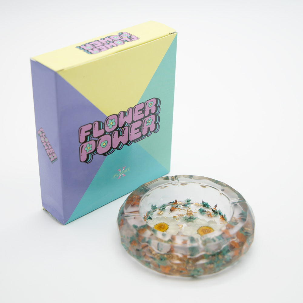Gold Flakes & Flowers Resin Ashtray Planet X