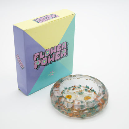 Gold Flakes & Flowers Resin Ashtray Planet X