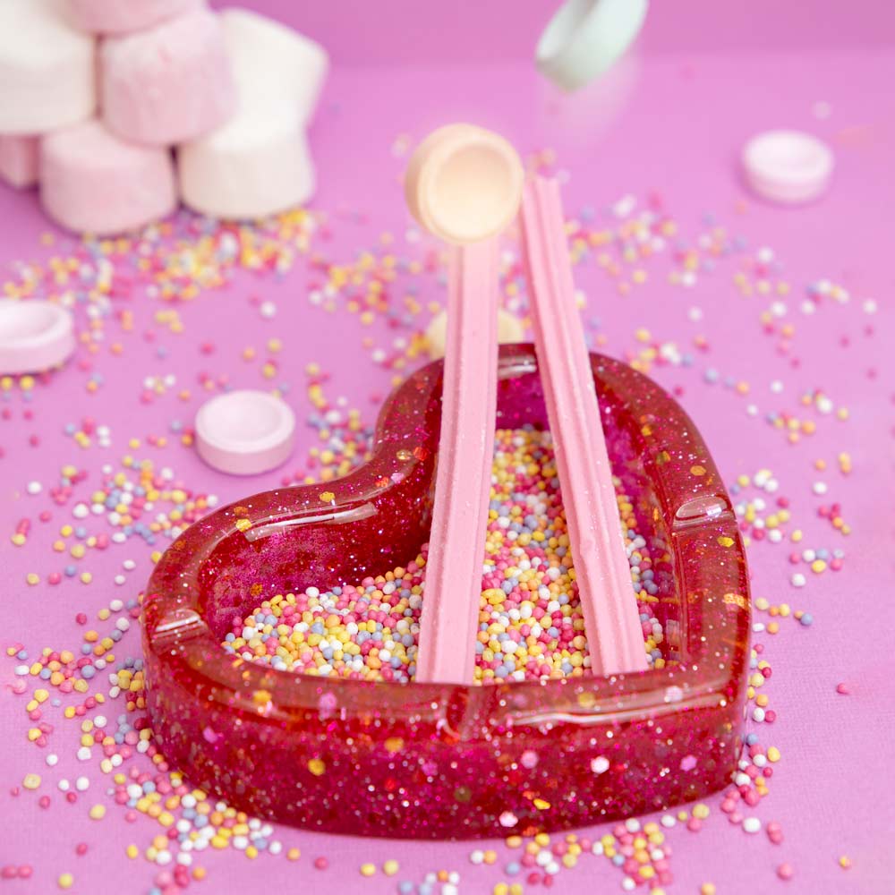 Pink Heart-Shaped Resin Ashtray Planet X