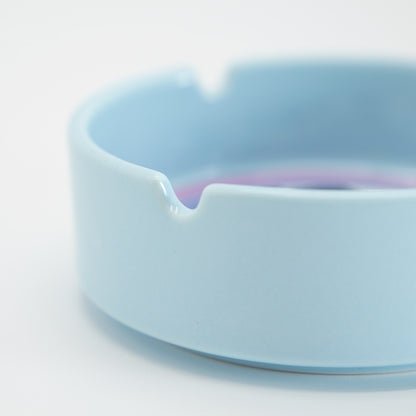 Pale Blue Checkers Ceramic Ashtray Planet X