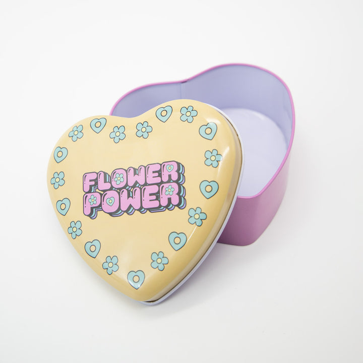 Flower Power Heart-Shaped Metal Tin Planet X