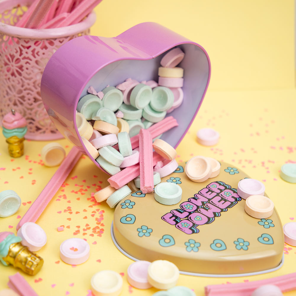 Flower Power Heart-Shaped Metal Tin Planet X