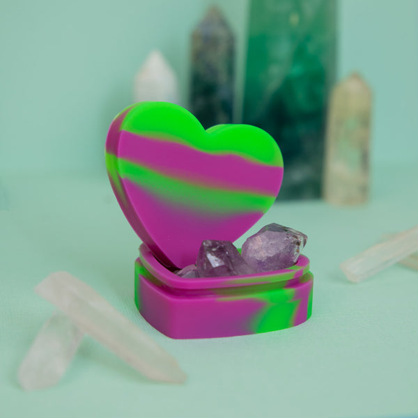 Heart Shaped Silicone Trinket Box - Purple & Green Planet X