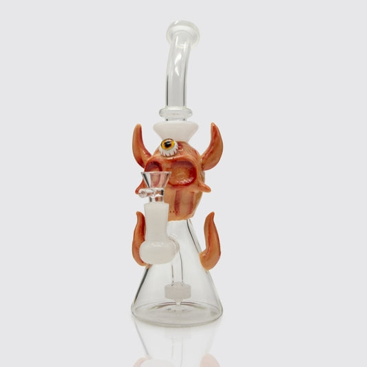 Demon Cyclops Glass Bong - White Planet X
