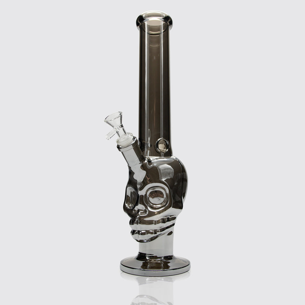 Neander-Skull Mirror Glass Bong - Silver Planet X