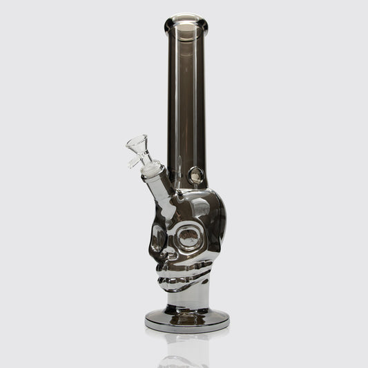 Neander-Skull Mirror Glass Bong - Silver Planet X