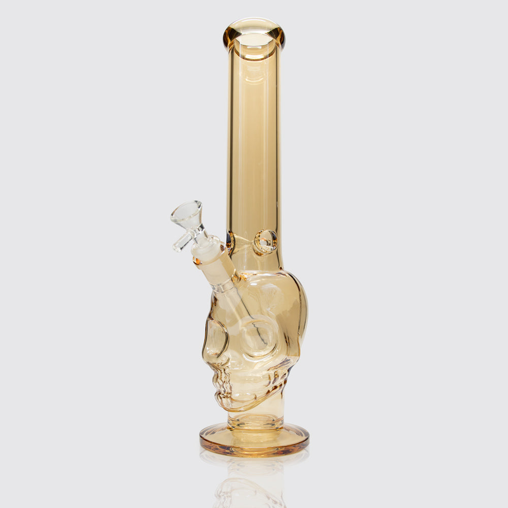 Neander-Skull Mirror Glass Bong - Orange Planet X