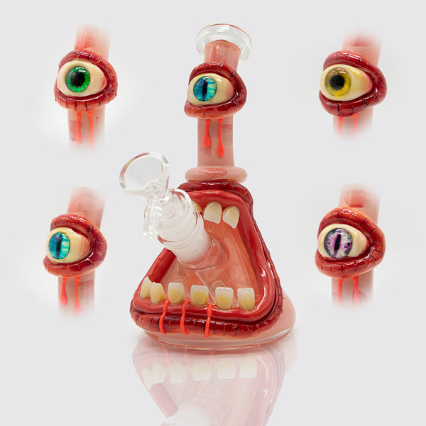 Toothy Mcslime Face Glass Bong - Red Slime Planet X