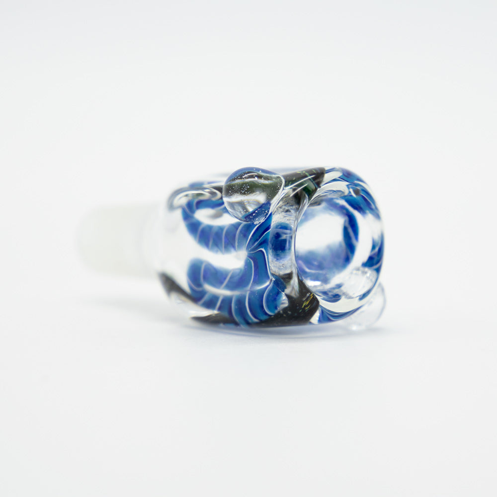 Tall Swirly Round Glass Cone - Dark Blue (14mm) The Bong Shop