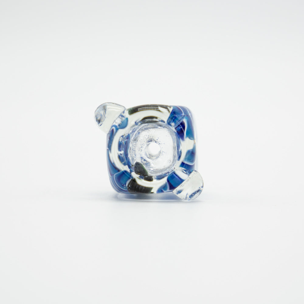 Tall Swirly Round Glass Cone - Dark Blue (14mm) The Bong Shop