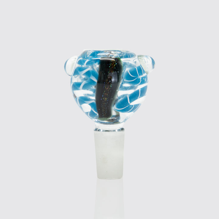 Swirly Round Glass Cone - Light Blue (14mm) The Bong Shop