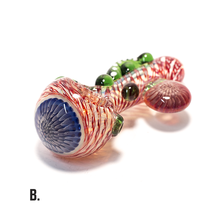 PIPE - GLASS DRY TENTACLE WITH ROUND TAB VARIOUS COLOURS The Bong Shop