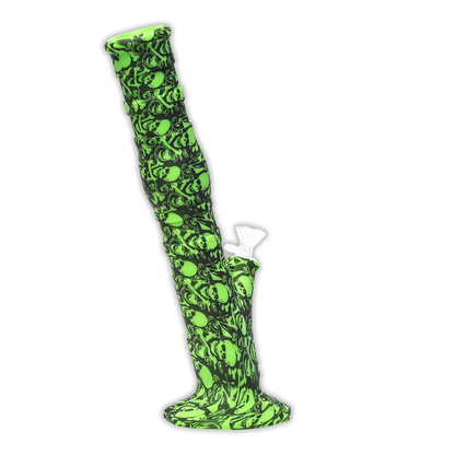 Skulls Gripper Silicone Bong - Black & Green The Bong Shop